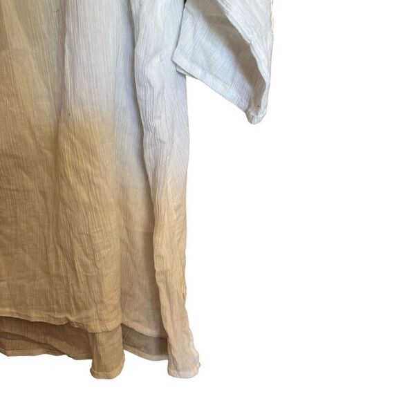 Catherines Tunic Top Womens 2X 22 24W White Boho Neckline Gauze Lagenlook Blouse - Picture 4 of 8